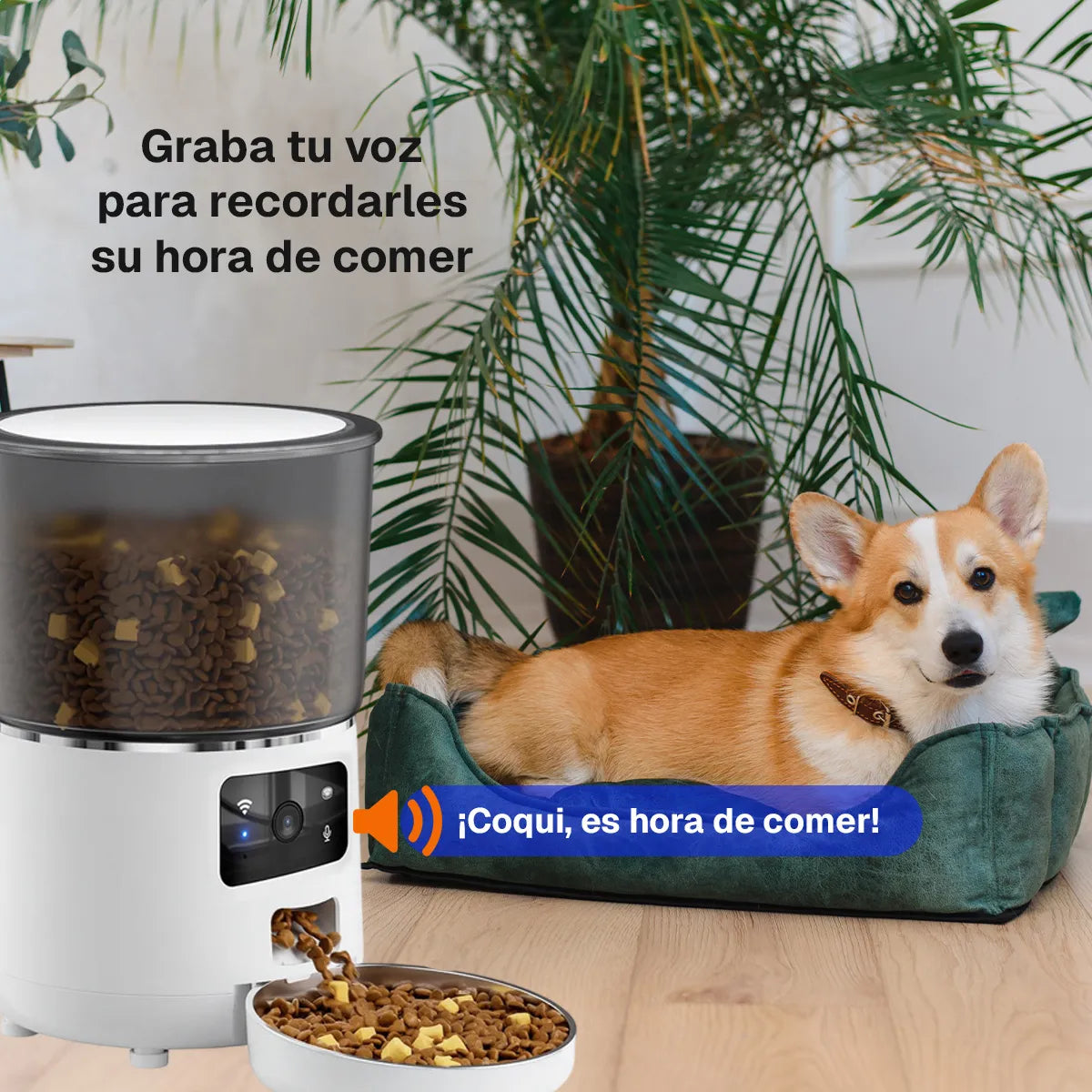 Dispensador Automático Inteligente para Mascotas con Wi-Fi, Cámara y Audio