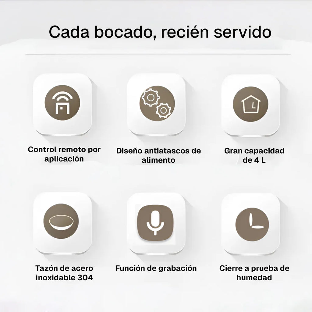 Dispensador Automático Inteligente para Mascotas con Wi-Fi, Cámara y Audio